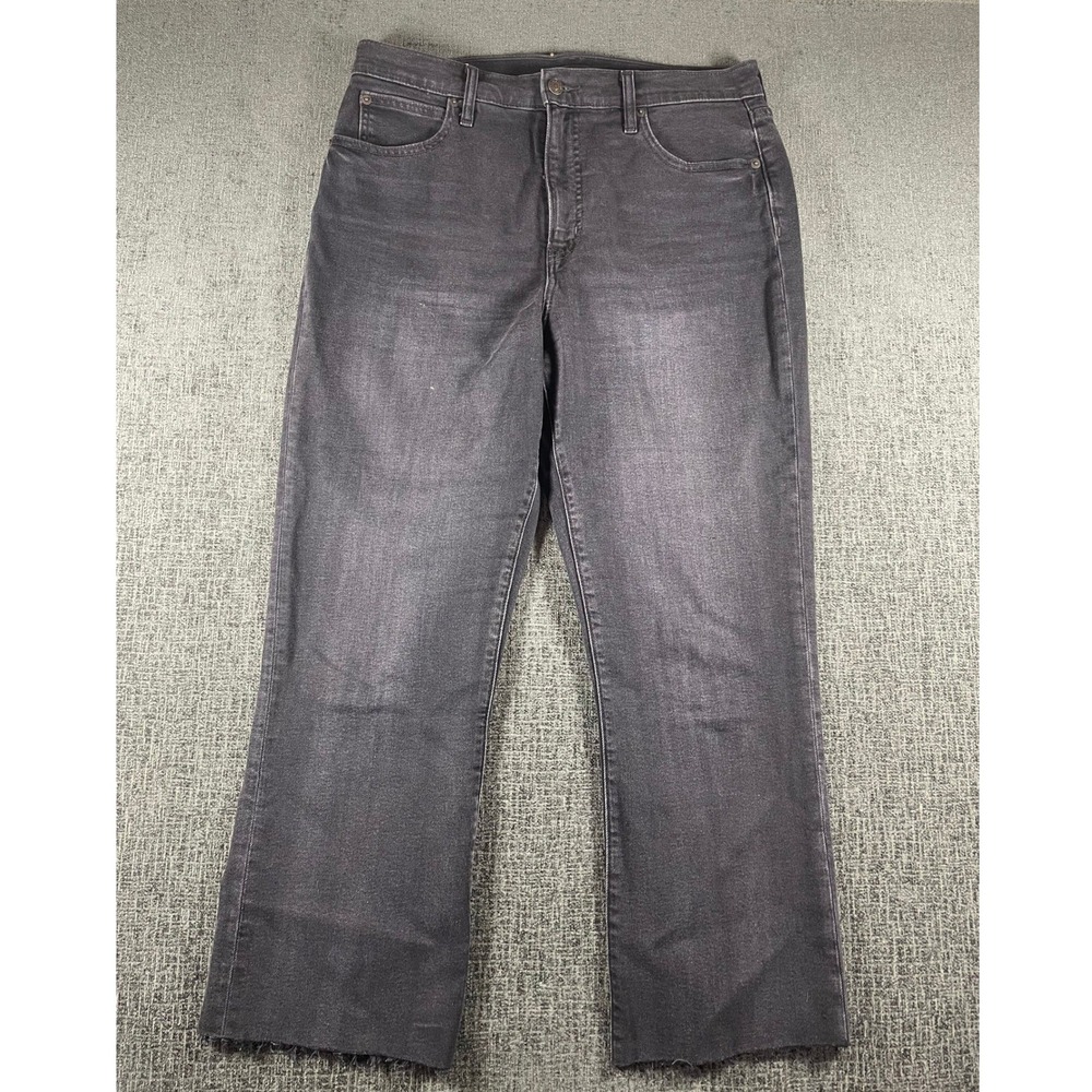 Gap Kick Fit High Rise Jeans Womens 32 14T Faded Black Raw Hem Denim